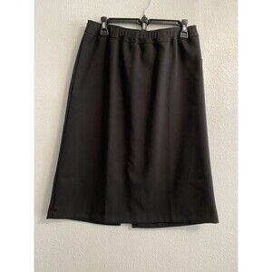 New Vintage Black Knee Length Classic Skirt L Dark Academia Secretary Edgy D6